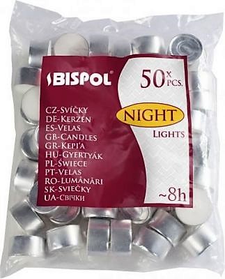 Sviečka čajová, 8h, 50ks, biela